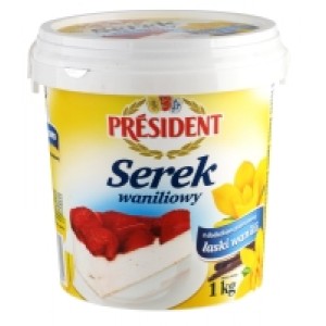 Varškė PRESIDENT vanilinė 6,5%, 1 kg